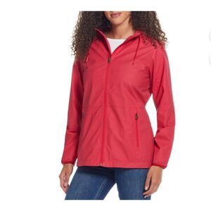 Weatherproof Women Size Small Coral Pink Windbreaker Full Zip Jacket Coat Hooded